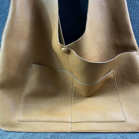 Brown Pebbled Vegan Leather Tote Bag Double Front Pocket Large Slouchy Hobo Purs - Picture 4 of 11